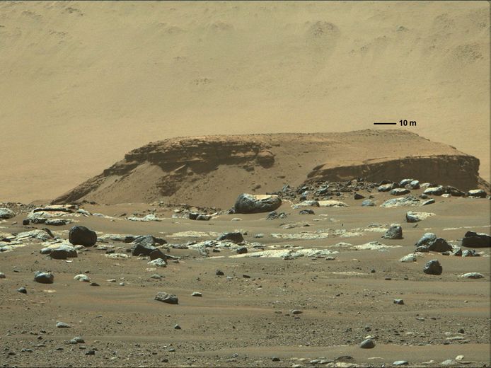 Een beeld van Mars dat rover Perseverance eerder deze maand naar huis stuurde.