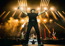 ACDC-zanger Brian Johnson, die als verrassing een nummer met Muse meedeed tijdens het optreden op het Reading-festival.