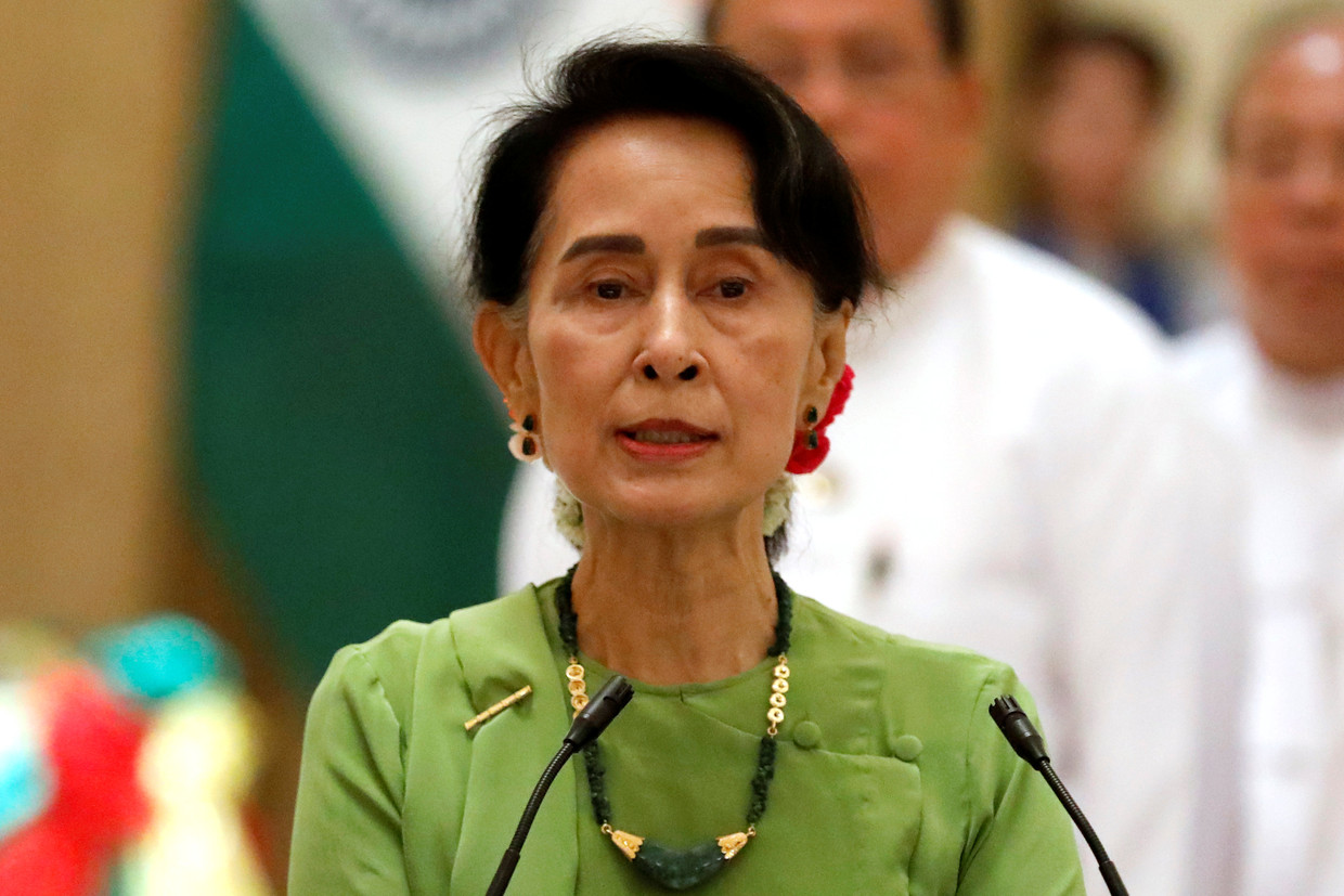 Aung San Suu Kyi, de politieke leider van Myanmar Beeld REUTERS