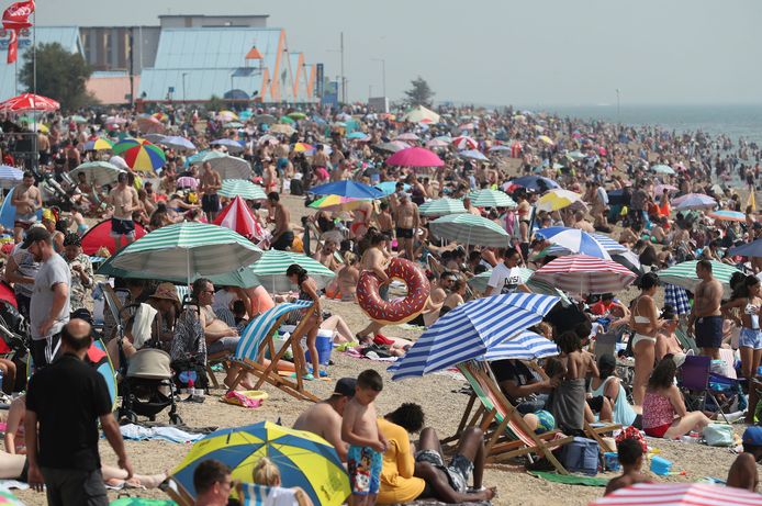 Bournemouth beach op 8 augustus 2020.