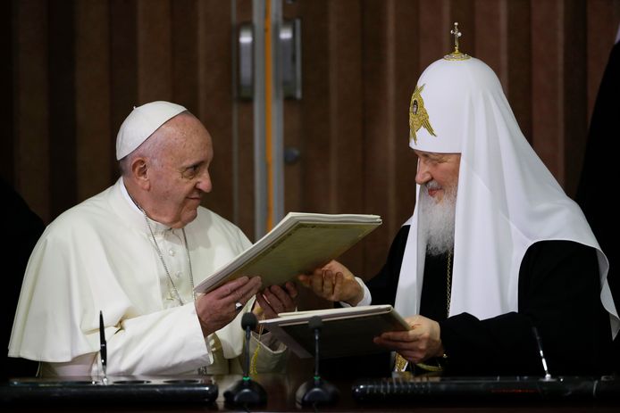 Le pape François et le patriarche orthodoxe Kirill (2016)
