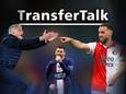 TransferTalk. Van links naar rechts José Mourinho, Lionel Messi en Orkun Kökcü.