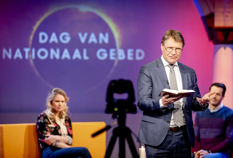 Predikant en PKN-scriba René de Reuver in maart dit jaar bij de Dag van het Nationaal Gebed.  Beeld ANP