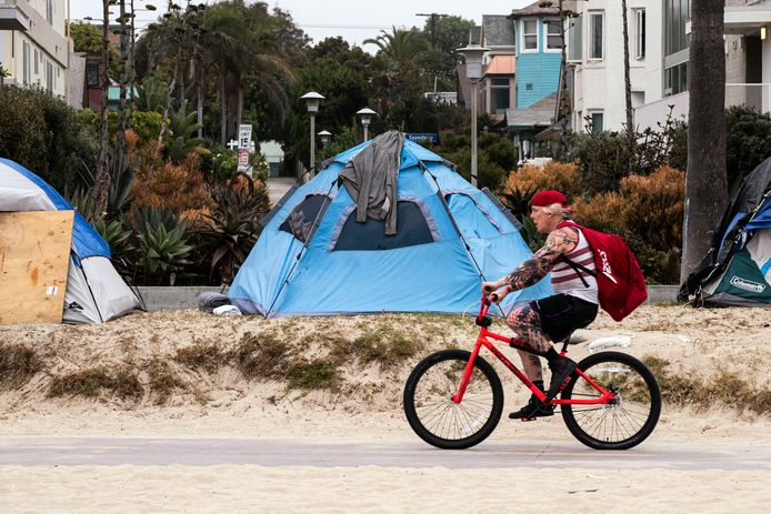 Een tentenkamp nabij Los Angeles.