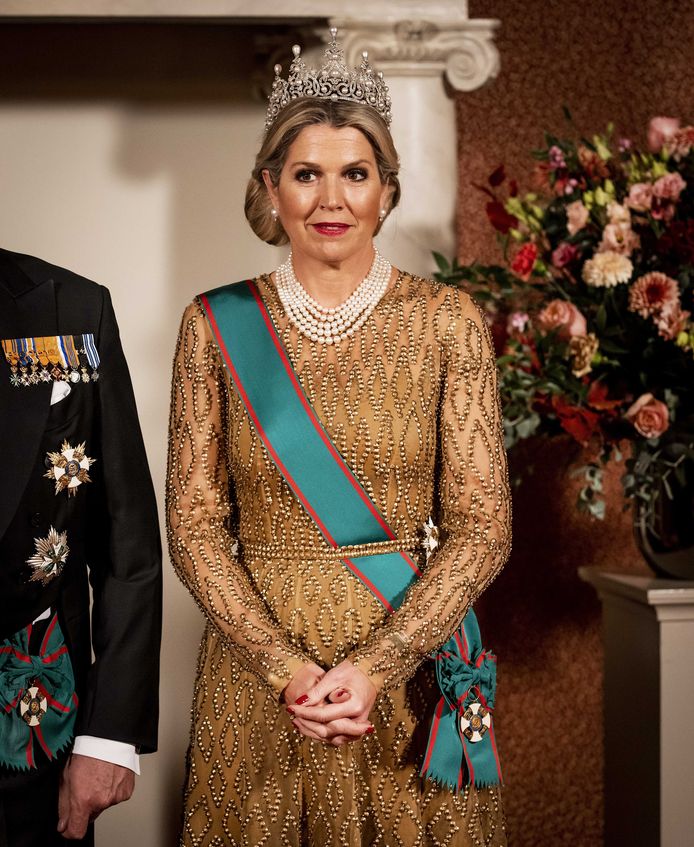 La regina Máxima durante un ricevimento reale ad Amsterdam.