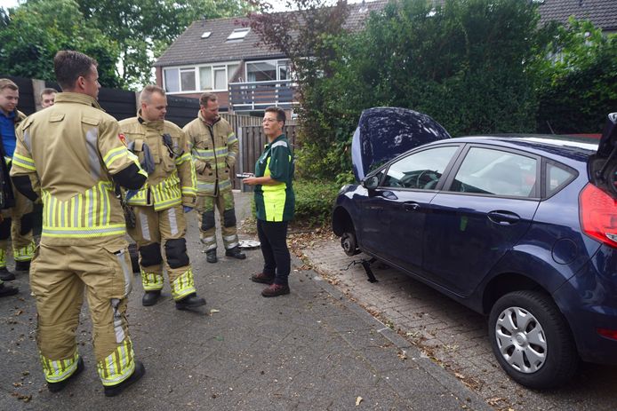 Zowel brandweer als dierenambulance werden opgeroepen om de kat te bevrijden.