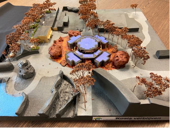 De maquette voor het nieuwe koalaverblijf in Rhenen.