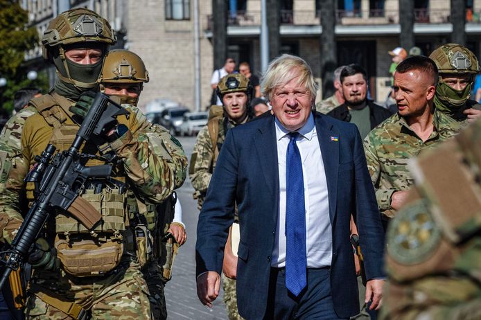 Johnson op bezoek in Kiev, in augustus vorig jaar.
