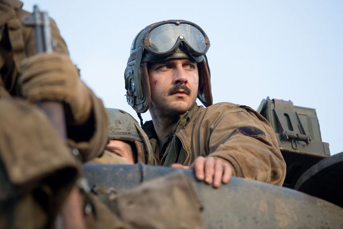 Shia LaBeouf in de oorlogsfilm 'Fury'.