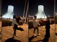 Beelden van het dansmoment van het koppel aan de Azadi-toren, oftewel “vrijheidstoren”, in Teheran.