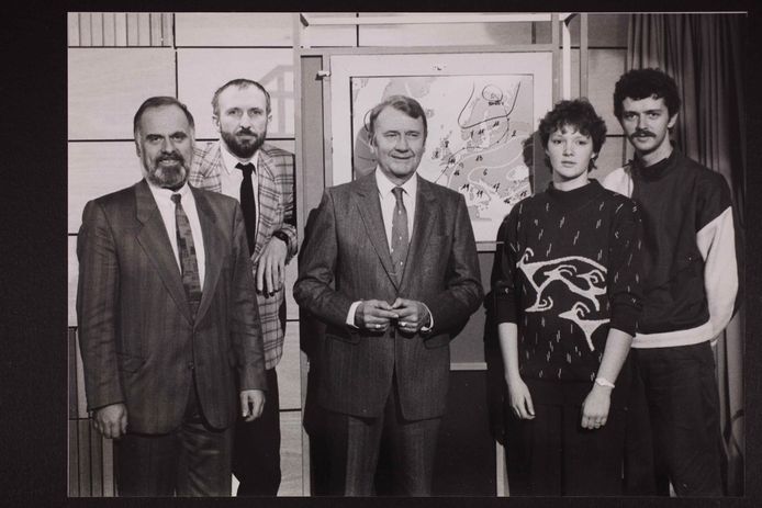 Georges Küster, Bob De Richter, Armand Pien, Hilde Simons en Frank Deboosere in 1987.