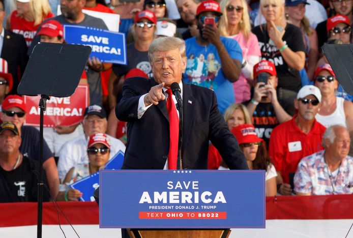 L'ancien président Donald Trump lors de son meeting de campagne à Wellington, Ohio, le 26 juin 2021.