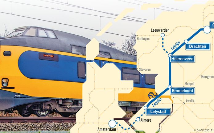 De beoogde route van de Lelylijn