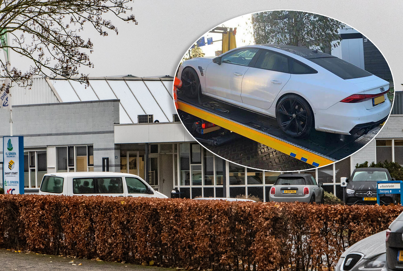 In dit pand op het industrieterrein in Deventer viel de Opsporingsdienst Arbeidsinspectie eind november binnen. Inzet: een Audi RS7 werd in beslag genomen.