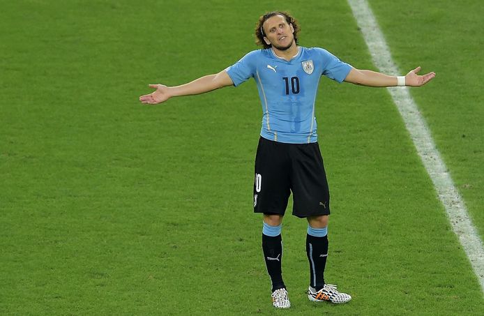 Diego Forlan in het shirt van Uruguay.