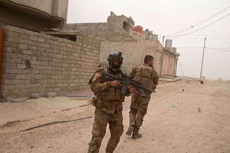 Iraakse soldaten in Mosul. Beeld ap