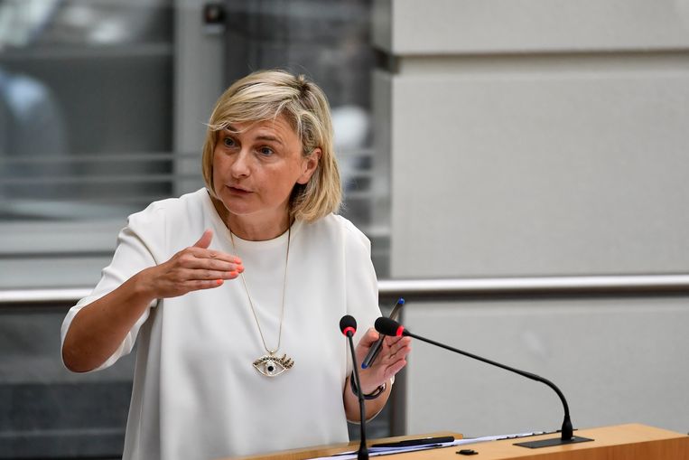 Minister van Onderwijs Hilde Crevits (CD&V) geeft aan dat de lat voor Frans niet te hoog mag worden gelegd. Beeld BELGA
