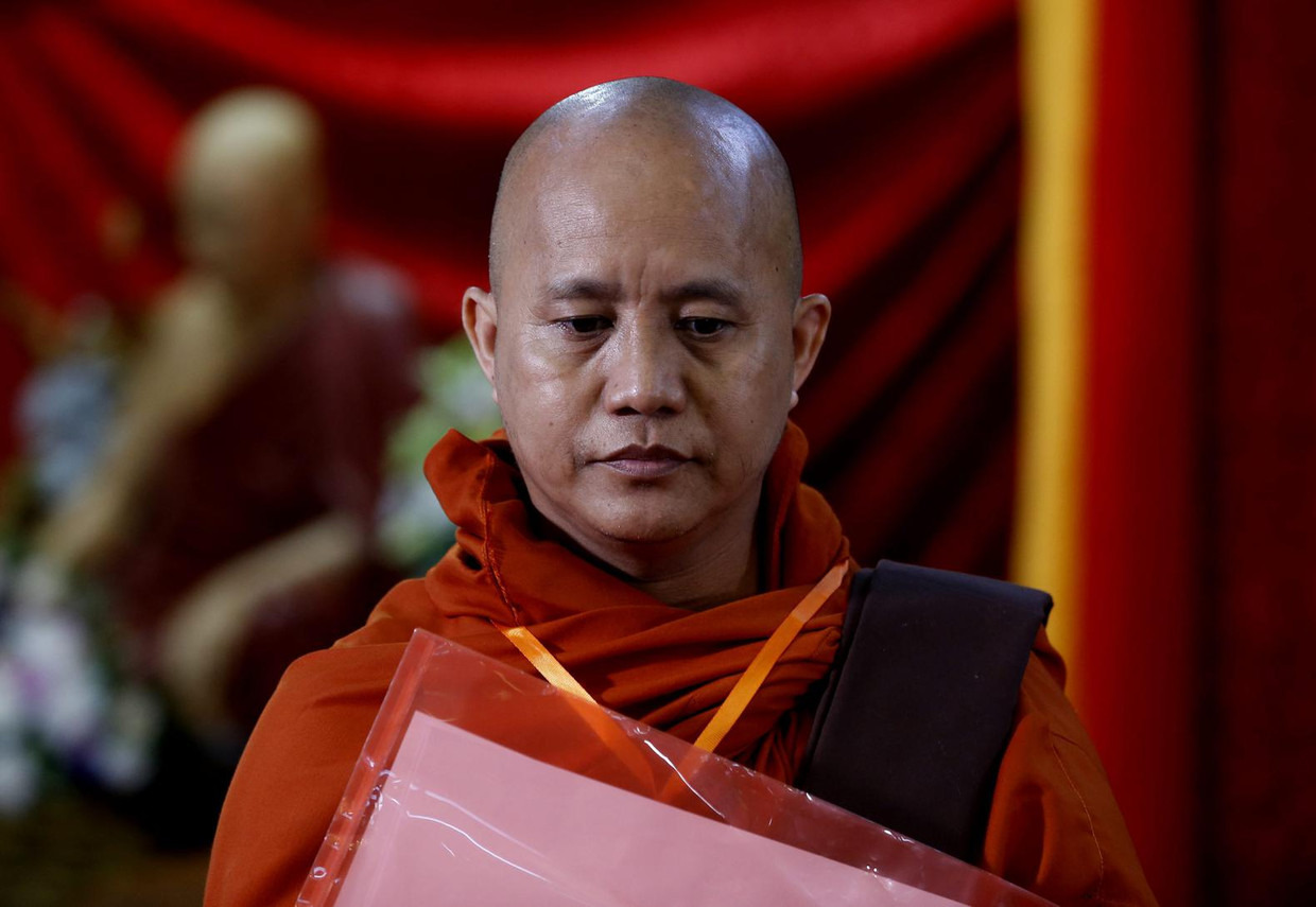 U Wirathu, leider van de Ma Ba Tha beweging. Beeld anp