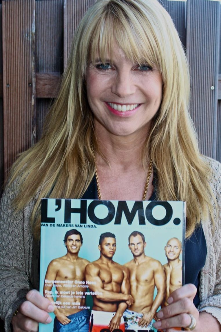Linda de Mol en haar nieuwe L'HOMO.<br /> Beeld 