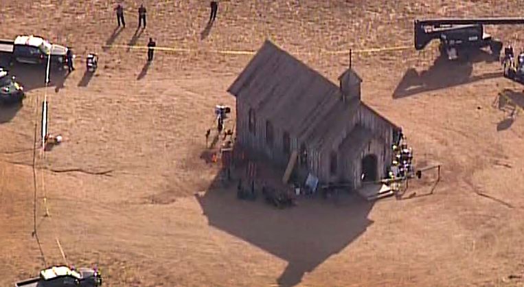 Op een vanuit de luchtgenomen video-opname van de nieuwszender KOAT 7 News is de locatie te zien waar het incident zou hebben plaatsgevonden.  Beeld AP