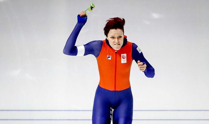 Jorien ter Mors in de Gangneung Oval na haar rit op de 1000 meter.