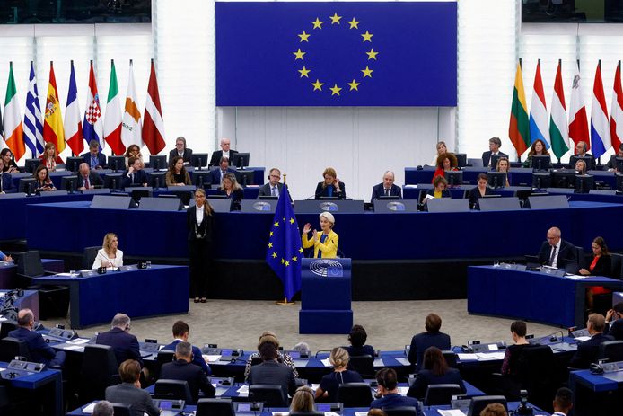 Een zitting van het Europees Parlement.