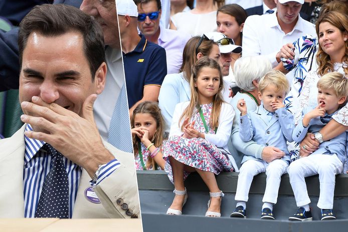 Federer en zijn twee tweelingen in 2017.