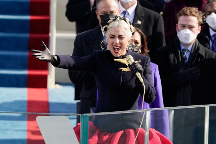 Lady Gaga op de inauguratie van president Joe Biden.