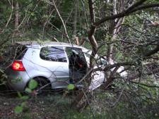 Auto raakt vast tussen bomen langs A1 bij Rijssen: één gewonde