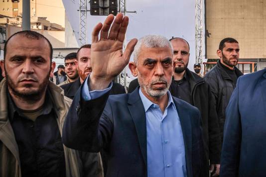 Yahia Sinwar (M), hoofd van de Palestijnse islamitische terreurbeweging Hamas in de Gazastrook.