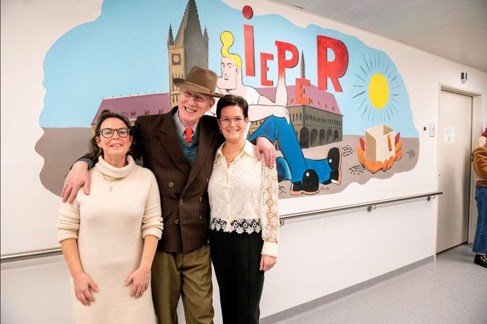 Herr Seele schilderde samen met enkele patiënten een Cowboy Henk-schilderij.