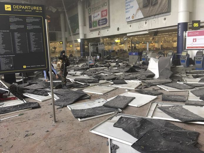 L'aéroport de Zaventem juste après les attentats du 22 mars 2016.