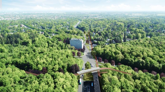 Vue aérienne sur les Quatre Bras de Tervuren.