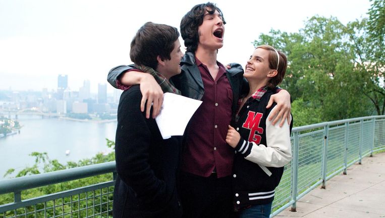 Logan Lerman, Ezra Miller en Emma Watson in The perks of Being a Wallflower. Beeld  