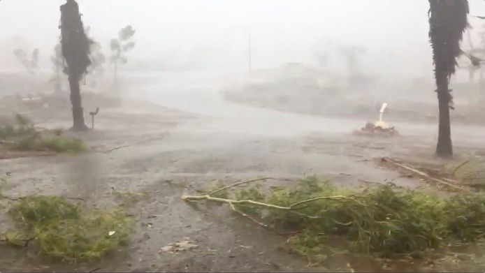 De passage van cycloon Damien in West-Australië.