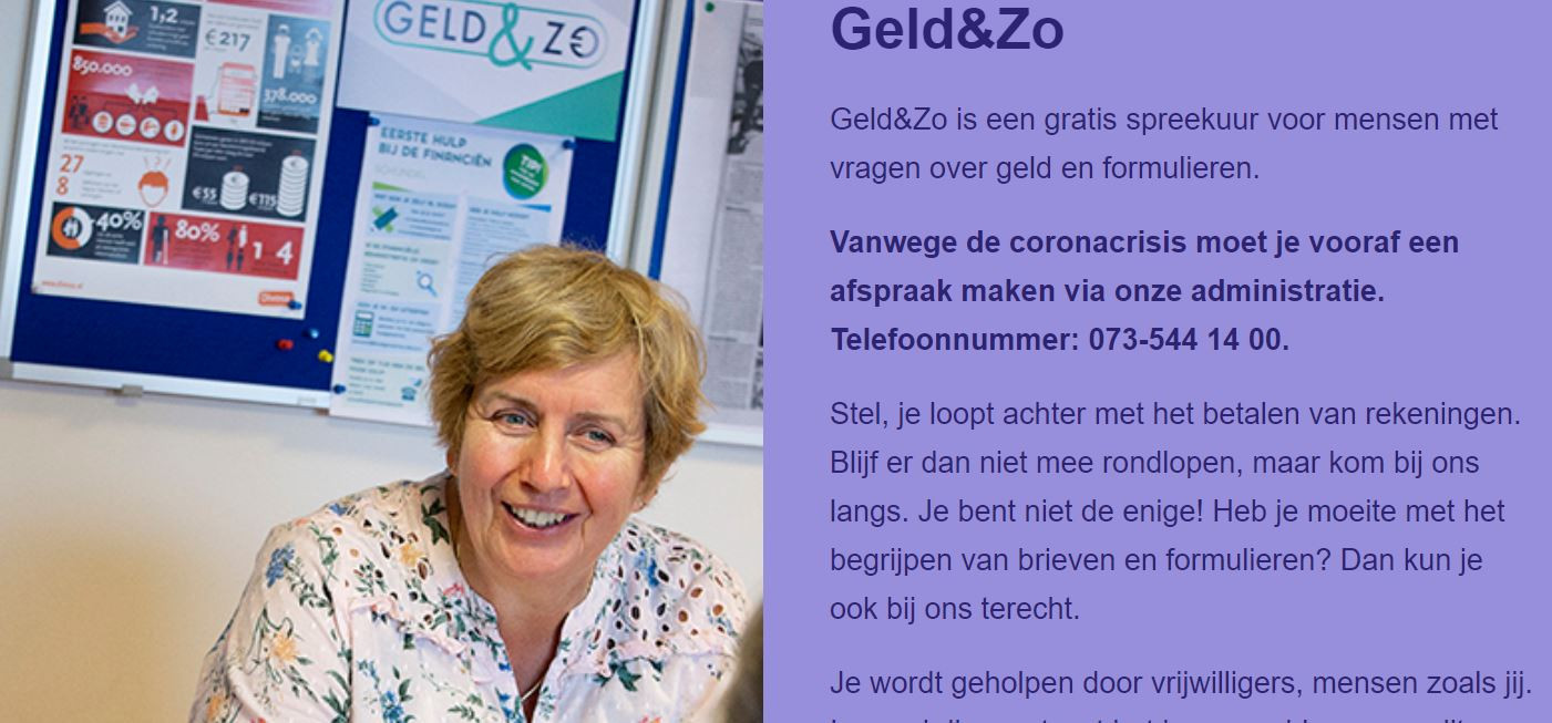 Welzijn De Meierij verwijst op haar website naar het project Geld & Zo.