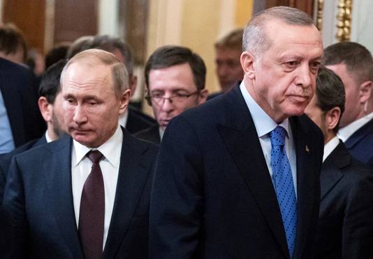 Poetin en Erdogan op een archiefbeeld uit 2020.