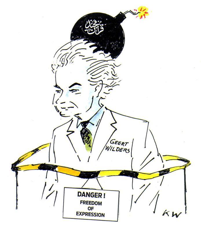 Spotprent over Geert Wilders van de Deense Mohammed-cartoonist Kurt Westergaard