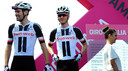 Wilco Kelderman en Tom Dumoulin (l) tijdens de Giro van 2017.