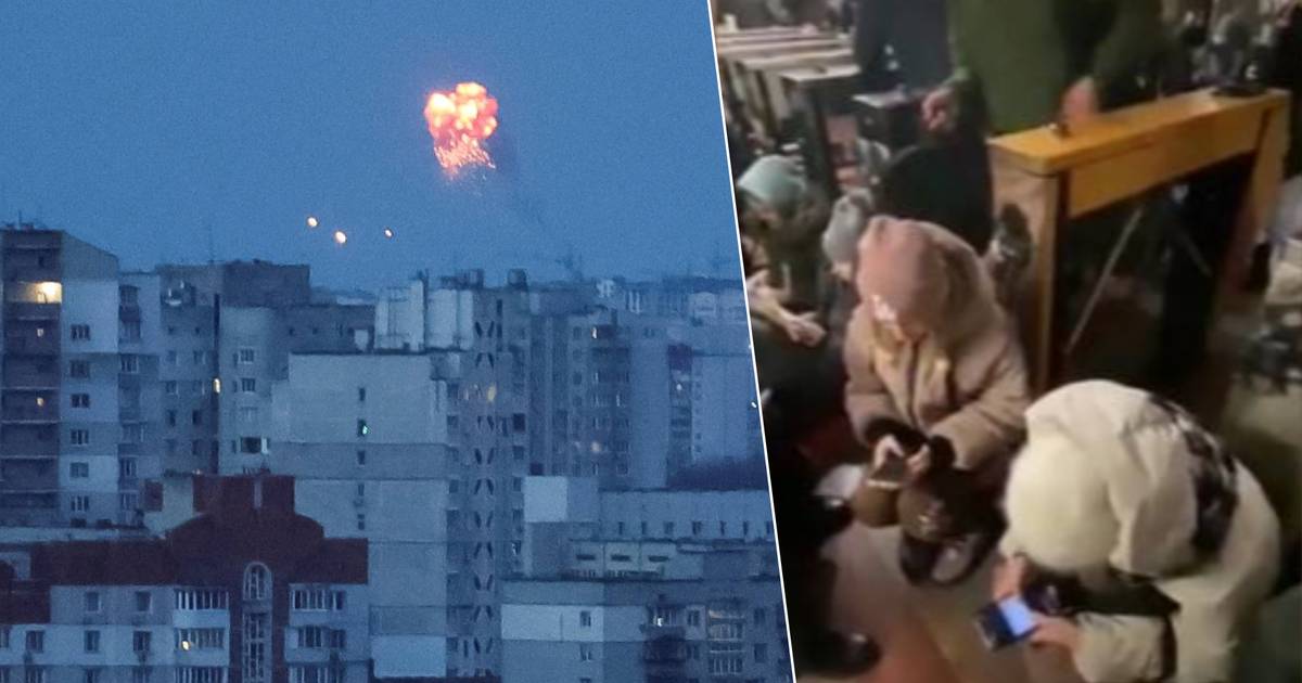 По меньшей мере один человек погиб в результате новой атаки России на украинские города: на фотографиях видно, как киевляне укрываются на станции метро |  Украинско-российская война