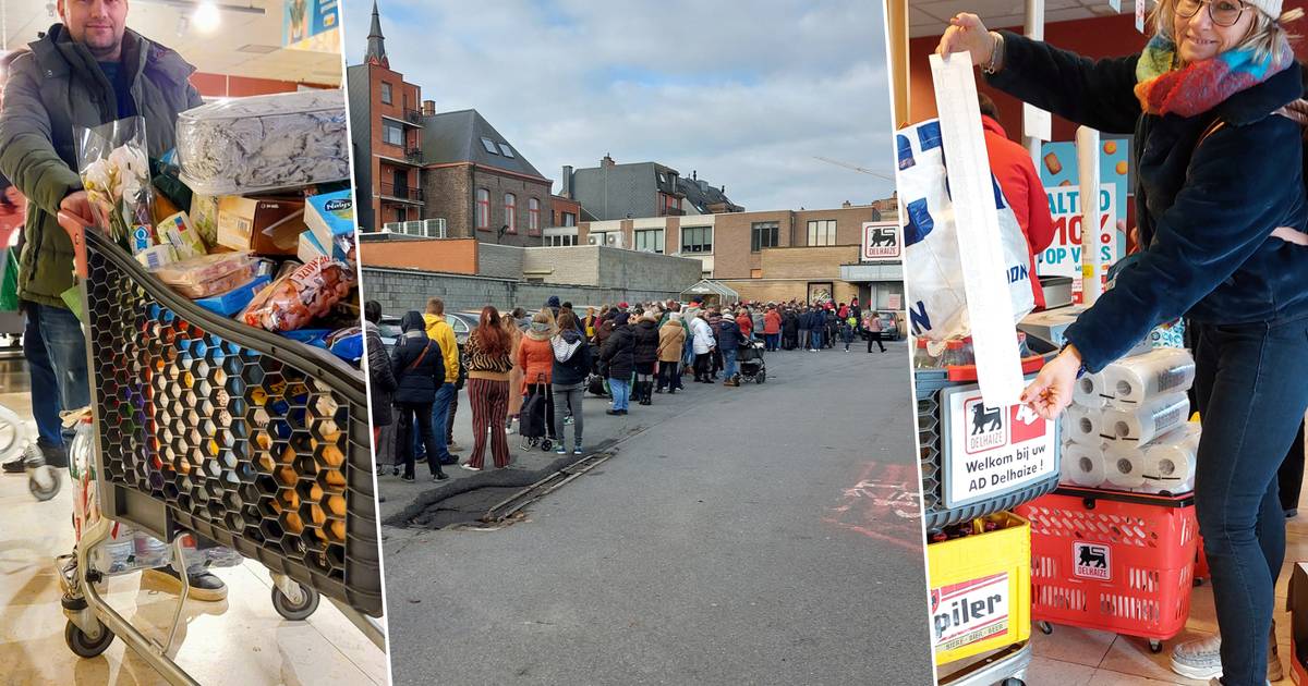 Longues files d’attente et chariots pleins lors de la vente totale ‘Kleine Delhaize’ : « Une facture de plus de 500 euros ?  Aucune exception, aujourd’hui » |  Eeklo