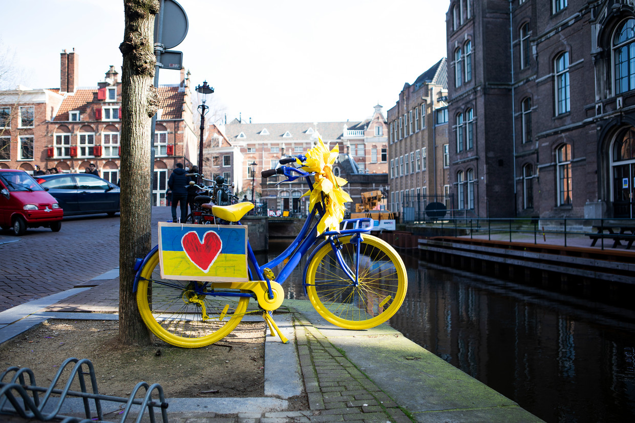 Uitingen van solidariteit met Oekraïne in Amsterdam.