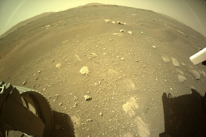 Photo de la zone située à l'arrière du rover Perseverance de la NASA.