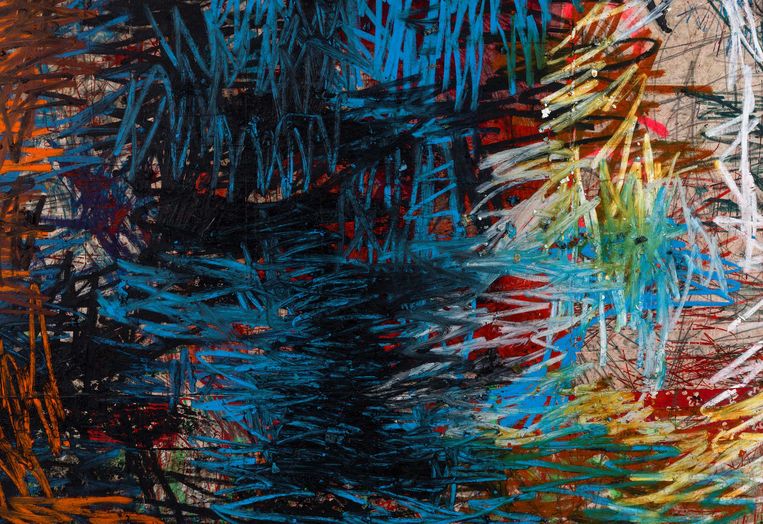 Het werk van Oscar Murillo is groot en doet denken aan het abstract-expressionisme van schilders als Jackson Pollock en Willem de Kooning. Beeld Oscar Murillo Courtesy the artist and David Zwirner
