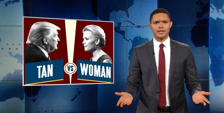 Trevor Noah tijdens een aflevering van The Daily Show. Beeld  