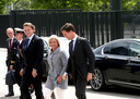 Minister-president Mark Rutte (rechts), Defensieminister Jeanine Hennis en minister Bert Koenders van Buitenlandse Zaken woonden in juli 2016 de Navo-top in Warschau bij.