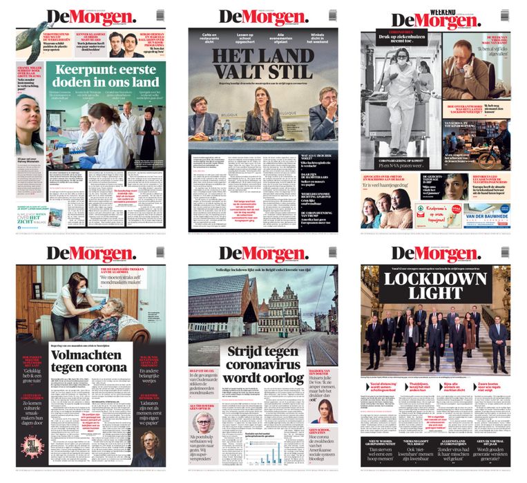 De week voor de lockdown in krantencovers. Beeld dm
