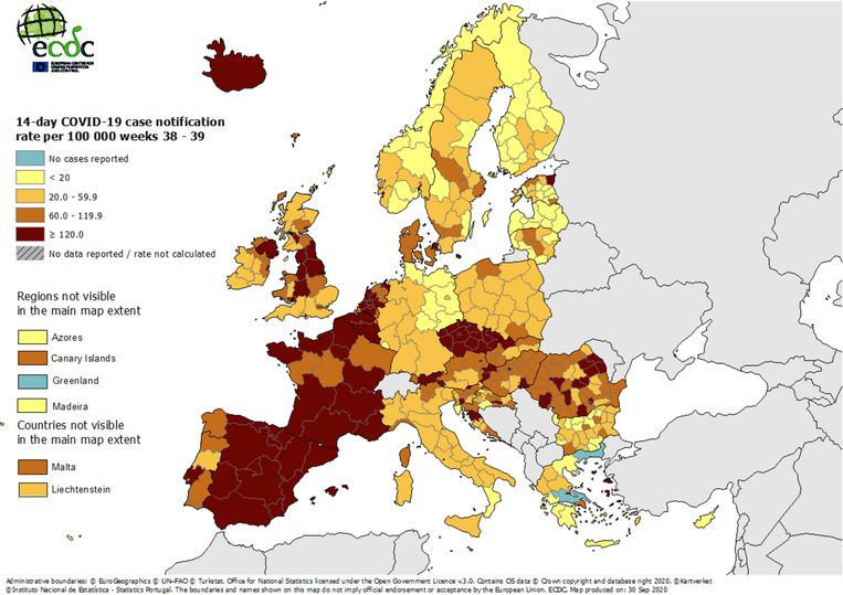 Aantal Rode Landen In Europa Stijgt Verder Naar Elf Belgie Blijft In Top Vijf De Morgen