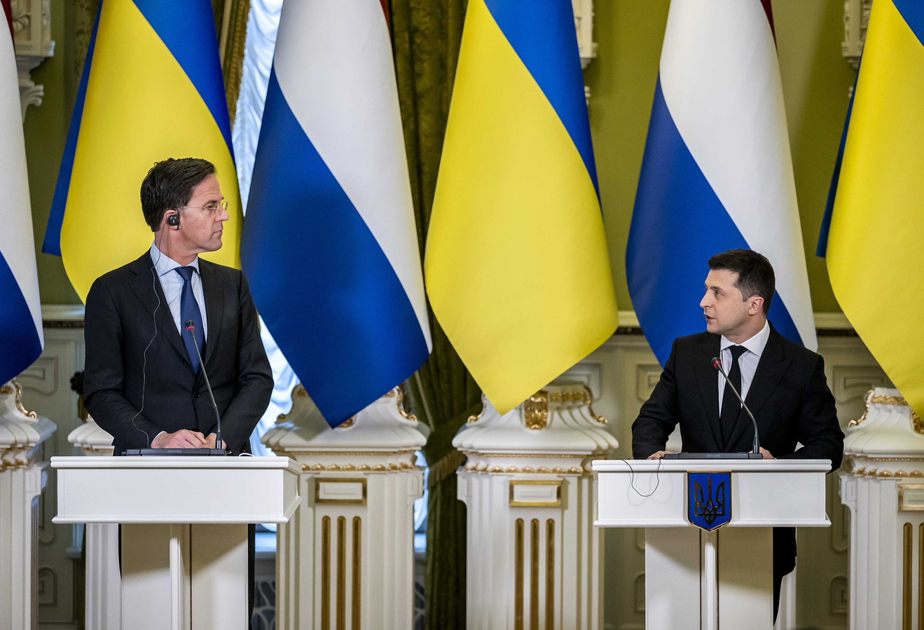 Premier Mark Rutte had op 2 februari een ontmoeting met president Volodimir Zelenski in Kiev. Het bezoek vond plaats voor de inval van Rusland in Oekraïne.