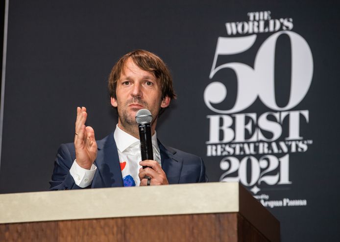 Chef René Redzepi tijdens de uitreiking van de ‘50 Best Restaurants of the World Awards’ vorig jaar in Antwerpen. Zijn Noma mocht zich voor de vijfde (en laatste) keer het beste restaurant ter wereld noemen, een record.